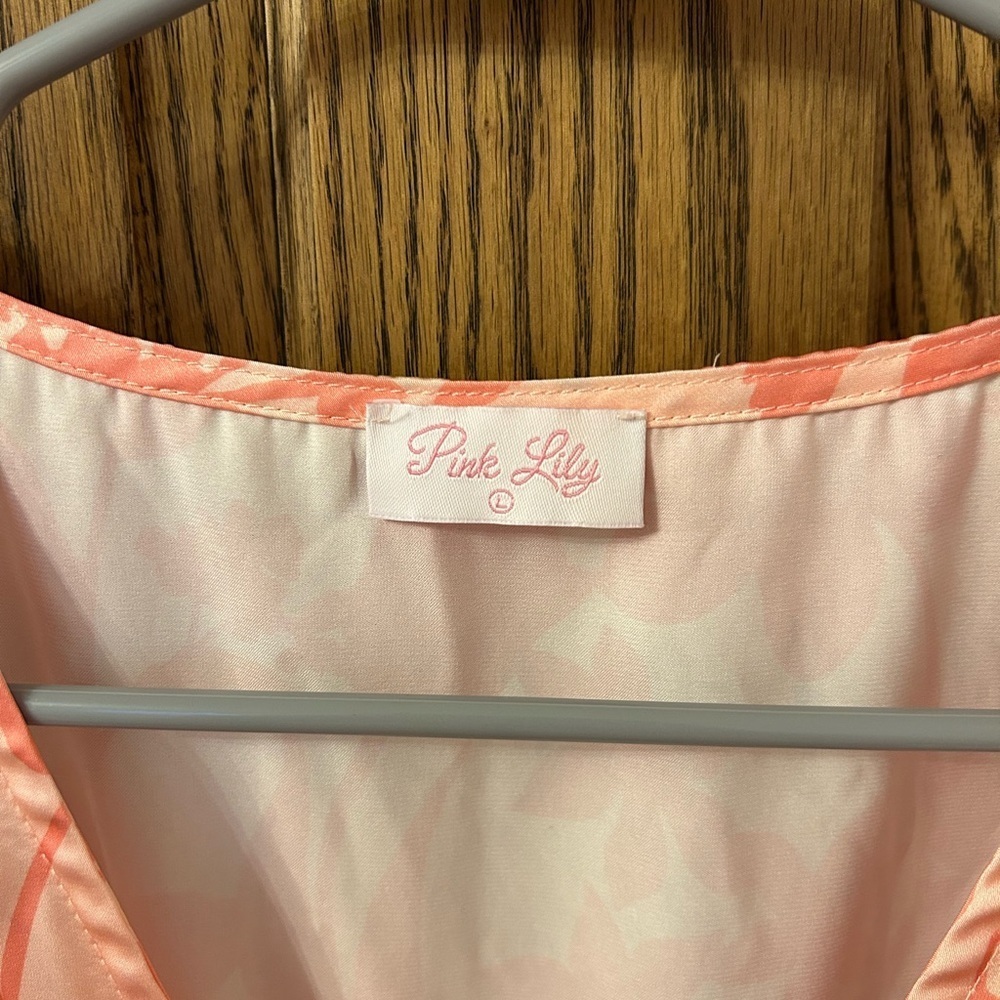 Pink Lily Coral Floral Tropical Romper Large - Picture 8 of 10